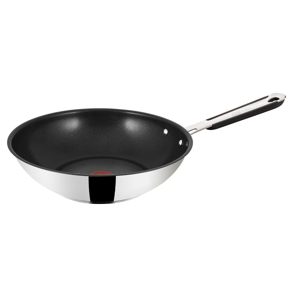 Tefal E79219 Jamie Oliver Induction Wok Pan, 28 Cm In Diameter, Suitable For Induction, Stainless Steel, 28 Cm