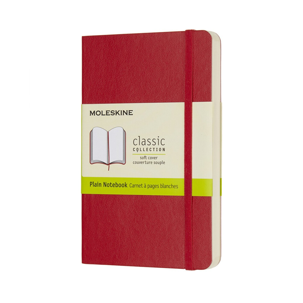 Moleskine Red Scarlet Pocket Plain Notebook Soft Size 14