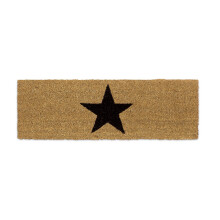 Relaxdays Narrow Coir Doormat with Large Black Star for Indoors and Outdoors w/ Anti-Slip Underside Long Welcome Mat 1.5 x 75 x 25 cm, Natural Brown