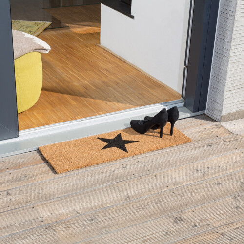 Relaxdays Narrow Coir Doormat with Large Black Star for Indoors and