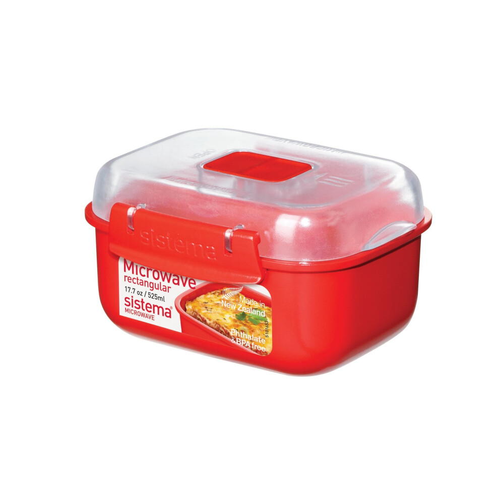 Sistema Microwave Rectangular Container, 525 ml - Red/Clear