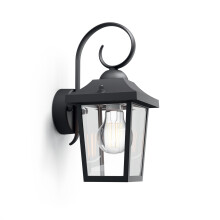 Philips myGarden Buzzard Vintage Wall Lantern, 1 x 60 W 230 V Bulb - Black