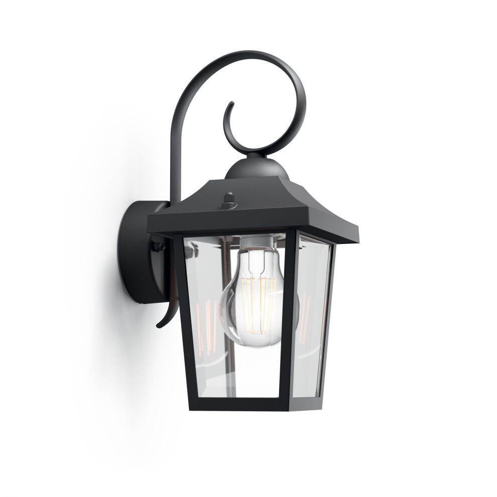 Philips Mygarden Buzzard Vintage Wall Lantern, 1 X 60 W 230 V Bulb - Black
