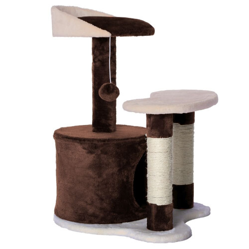 dibea Cat Tree Activity Centre Sisal Climbing Toy, 65 cm, Brown/Beige 1