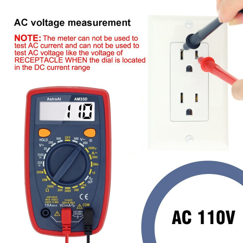 AstroAI Digital Multimeter, 2000 Counts with Ohm Volt Amp and Diode Voltage Tester Meter Measurement Tool Electronic Test Meter 1