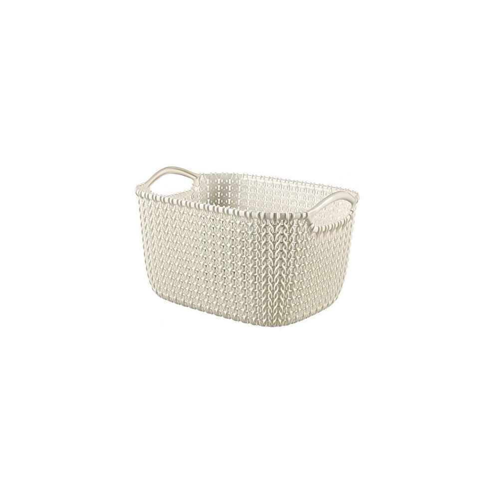 CURVER "Knit Rectangular Basket, White, 8 Litre