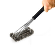 PePeng 18" Triangle Metal BBQ Grill Cleaning Brush, Heavy Duty 3-Branch Stainless Steel Barbecue Bristles Cleaner for Easier and Effective Clean