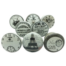 G Decor Set of 8 Grey White Silver Ceramic Door Knobs Vintage Antique Cupboard Door Handles