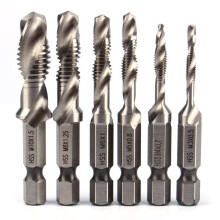 Yosoo 6PCS 1/4" Hex Shank HSS Metric Right Hand Screw Thread Tap Taper & Drill Bits