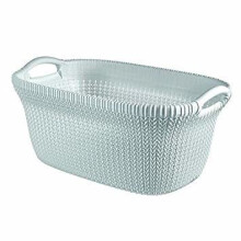 Curver Knit Laundry Storage Basket, Misty Blue, 40 Litre
