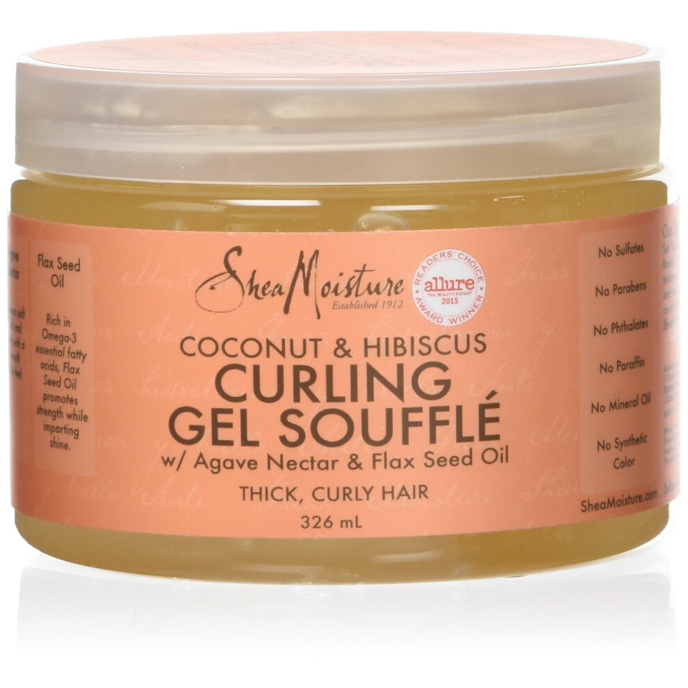 SheaMoisture Coconut & Hibiscus Curling Gel Souffle, 326 ml - Finish, Defines Curls, Agave Nectar & Flax Seed Oil, Fair Trade Shea Butter (SD21043)