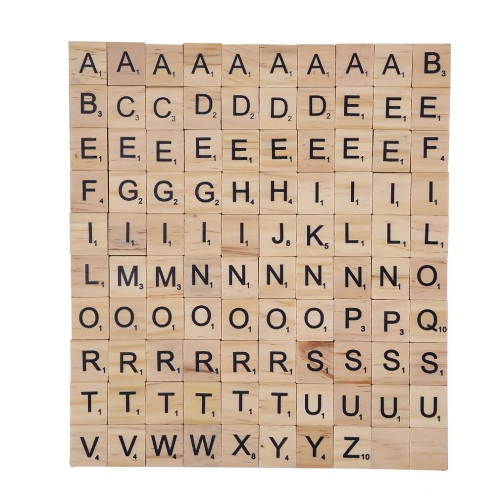 Outus 100 Pieces Smooth Wooden Scrabble Letter Tiles