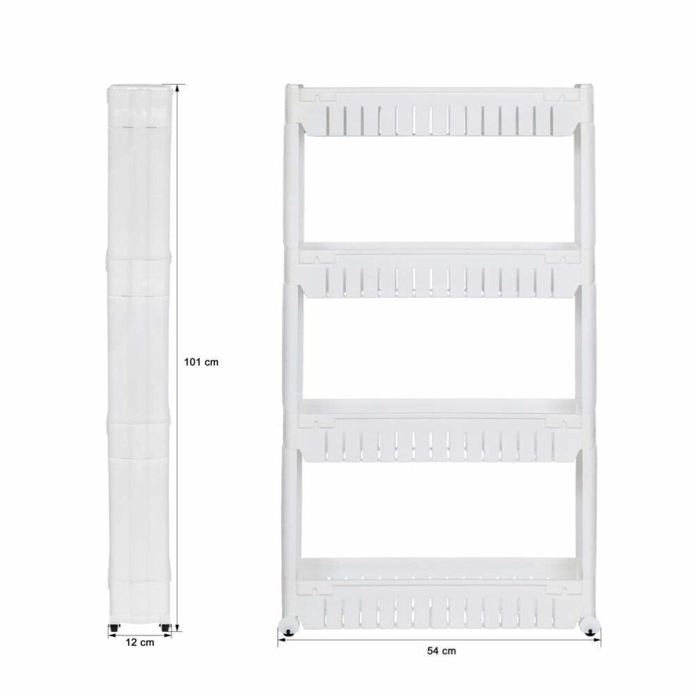 G4RCE Slim Slide Out Kitchen Trolley Rack Holder Storage Shelf Organiser Moving Wall Cabinets Tower Holder Rack on Wheels 3 Tier & 4 Tier