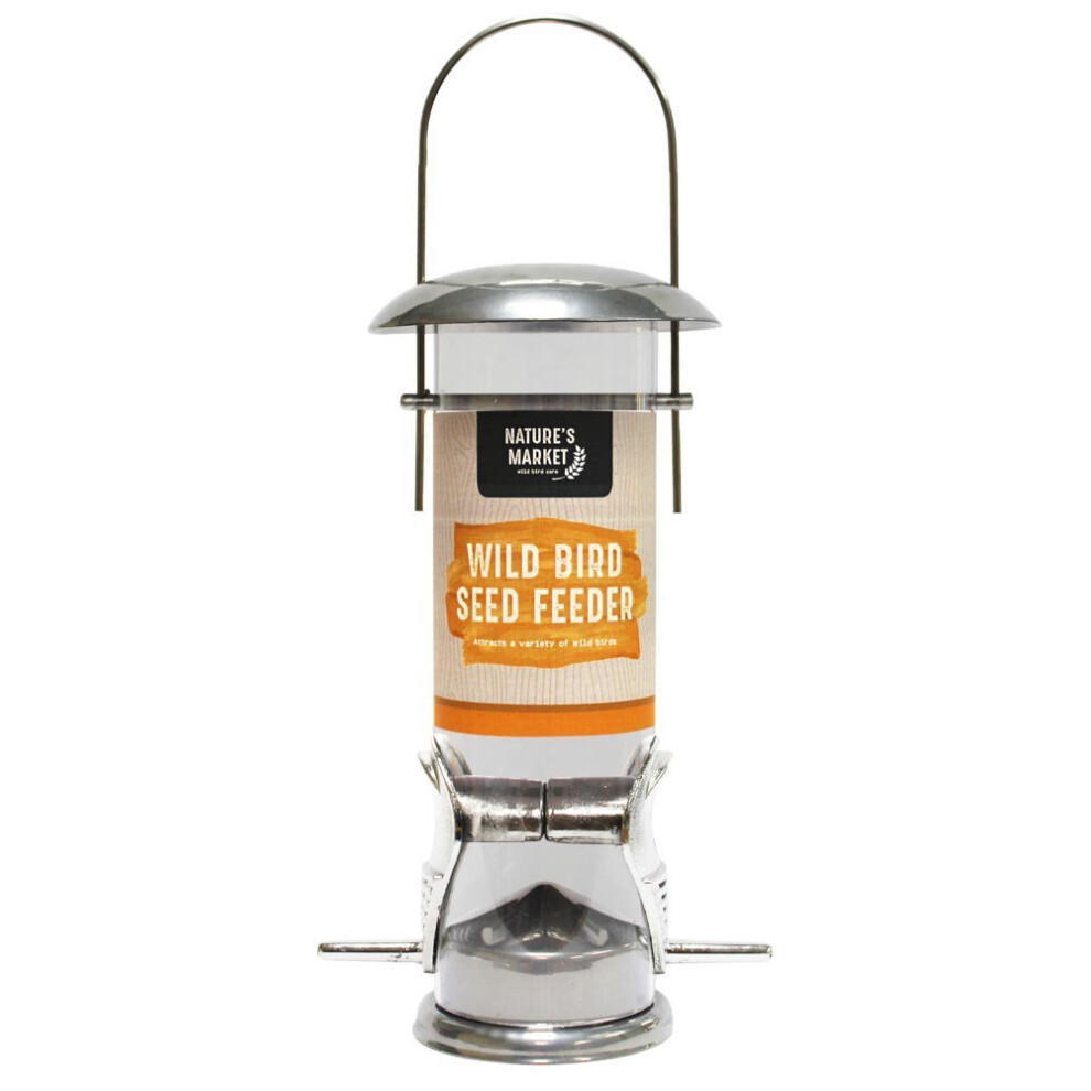 2X Seed Feeder Wild Bird Deluxe Stainless Steel Garden Hanging Wildlife Food Finch