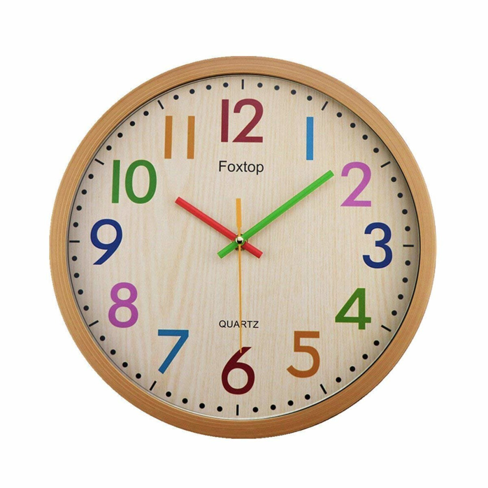 Foxtop Silent Wall Clock, 12.5 Inch Modern Stylish Colorful Non Ticking Wall Clock with Sweep Movement for Bedroom Kitchen Living Room Gifts