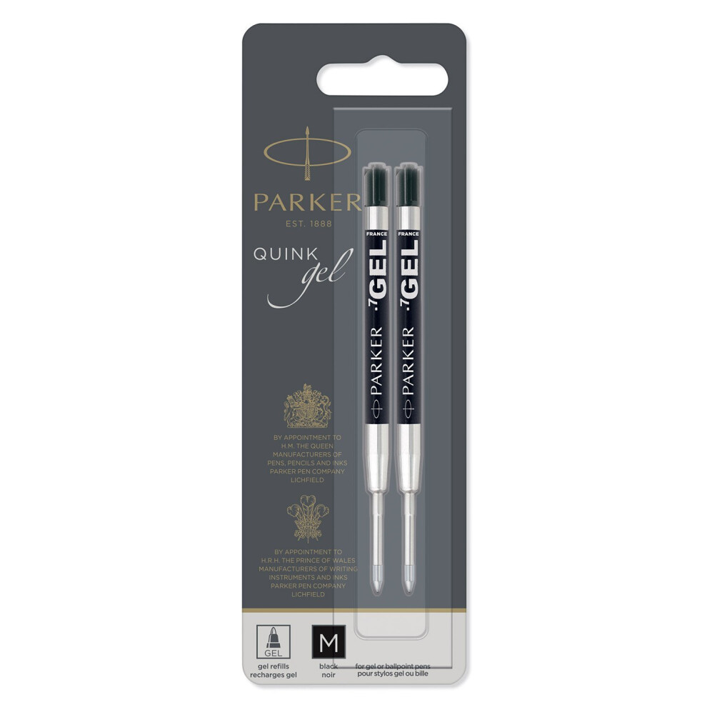 Parker Gel Ball Pen Refill Medium Nib Black, Pack of 2