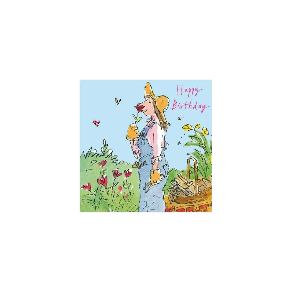 Woodmansterne Greeting Card (Wdm9688) Female Birthday - Woman Gardening - Quentin Blake