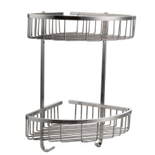 Konhard CS002 Solid Stainless Steel Bathroom Shower Caddy 2-Tier Wall Mount, Brushed Steel