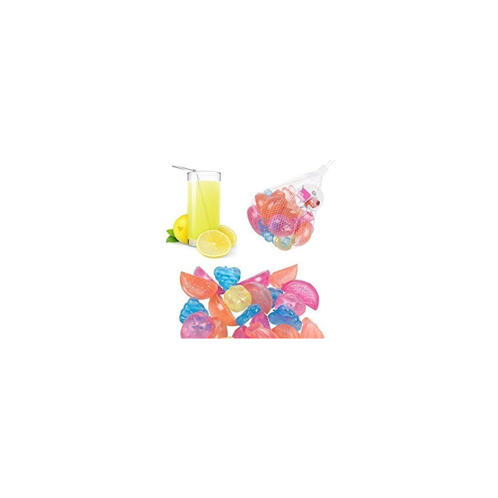 Excellent-Housewares Reusable Assorted Fruit Shaped Ice Cubes - 18 Pieces
