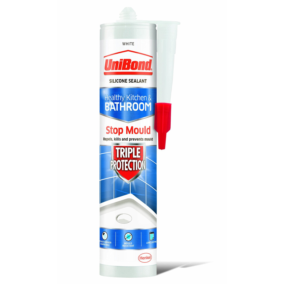 UniBond 02100806 Triple Protection Anti-Mould Sealant Cartridge, White, 300 ml