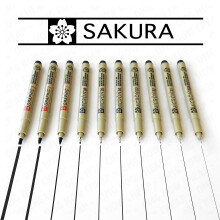 Sakura Pigma Micron & Graphic - Black Pigment Fineliners - Set of 10 - [0.05mm - 3.0mm]
