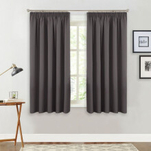 PONY DANCE Grey Blackout Curtains - Plain Light Block Noise Reducing Blackout Curtain Blinds Drapes for Living Room Home Decoration & Privacy...