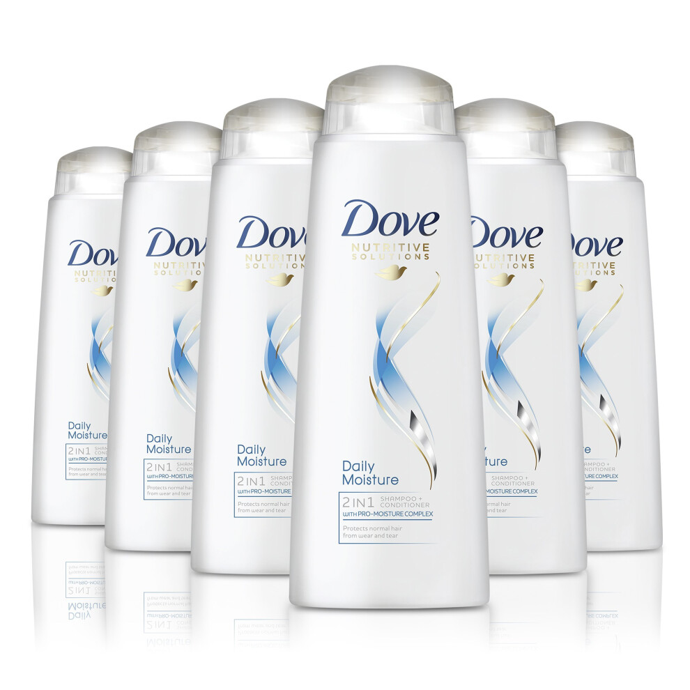 Dove Daily Moisture 2-in-1 Shampoo and Conditioner 400 ml - Pack of 6