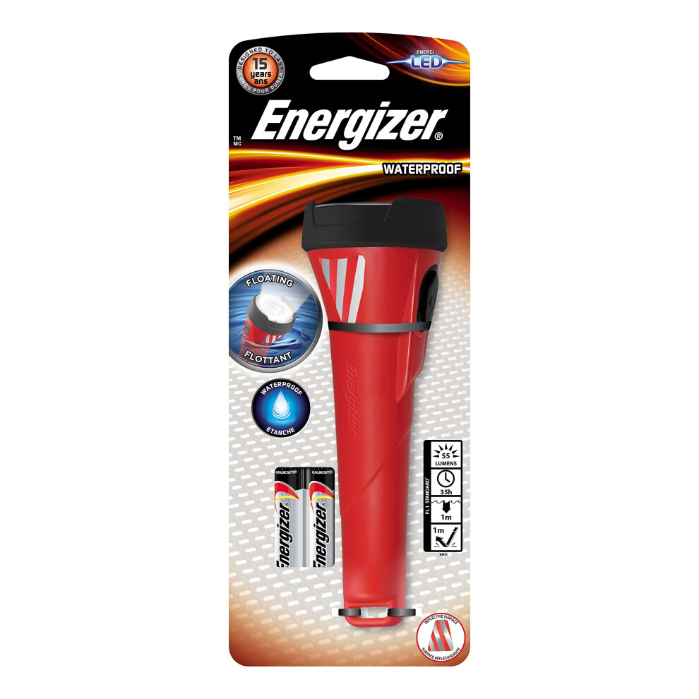 Energizer Waterproof Torch with 2 x AA batteries included.