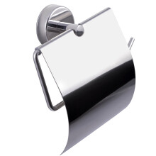 Kapitan Stainless Steel Toilet Roll Holder with Cover, 3M Self Adhesive OR Screws Mounting, Polished Finish, Made in EU, 20 Years Warranty