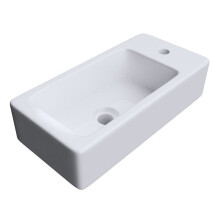 Durovin Bathrooms Compact Ceramic Basin | Wall Hung Mount | Rectangular Cloakroom Hand Washing Sink | One Right Hand Tap Hole