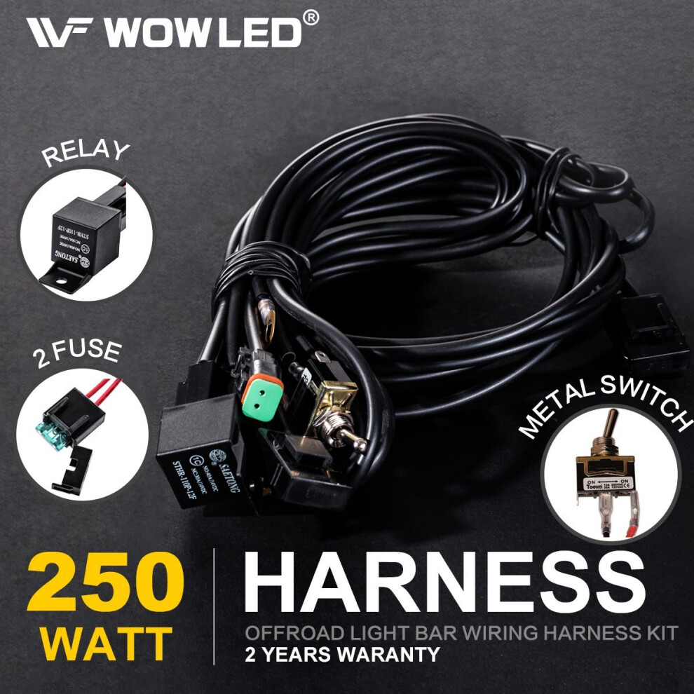 WOWLED Premium Wiring Harness Switch Relay Kit for LED Driving Work Light Bar 4WD 40A