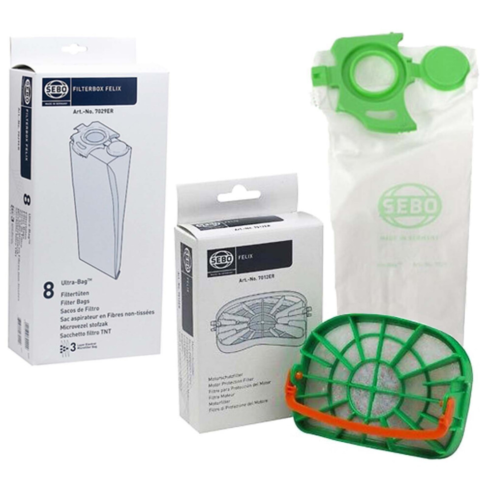 Sebo Felix & Dart 1 2 Genuine Vacuum Cleaner Bags & Motor Filter Set