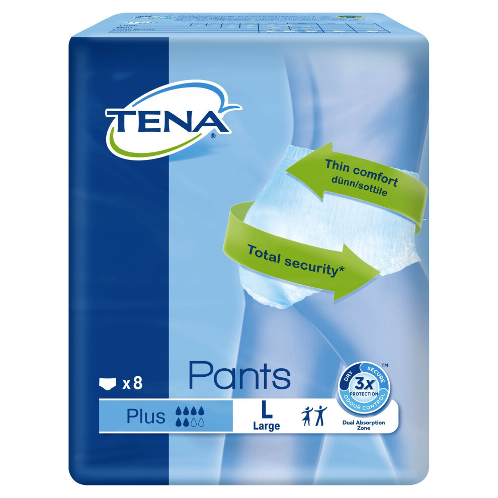 Tena Pants Plus Large, 8 count