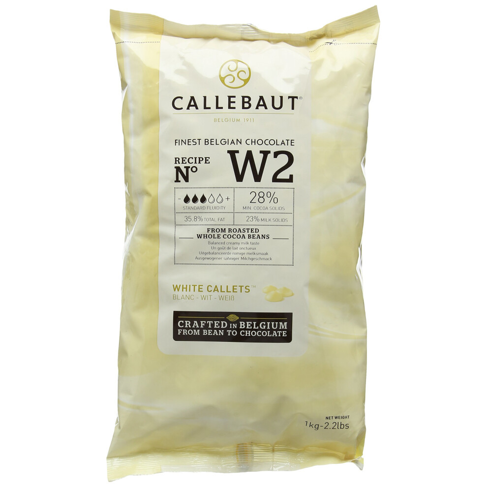Callebaut Select W2NV White Chocolate Callets 1 kg - Belgian, Easy Melt, Versatile for Moulding and Desserts