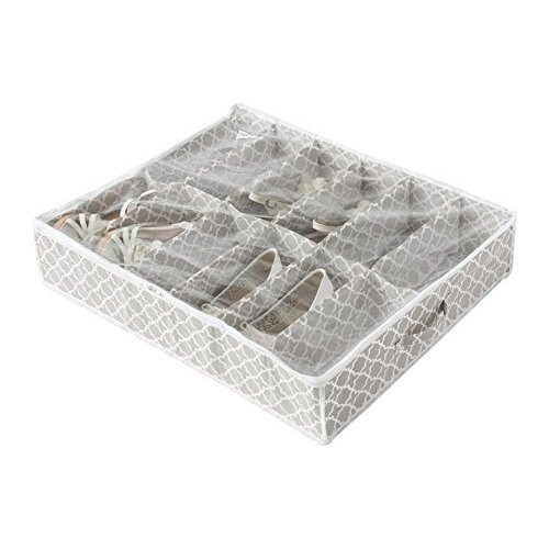 Compactor Madison 12 Compartment Under bed Shoe Storage Bag 76 x 60 x 15cm, Taupe/White