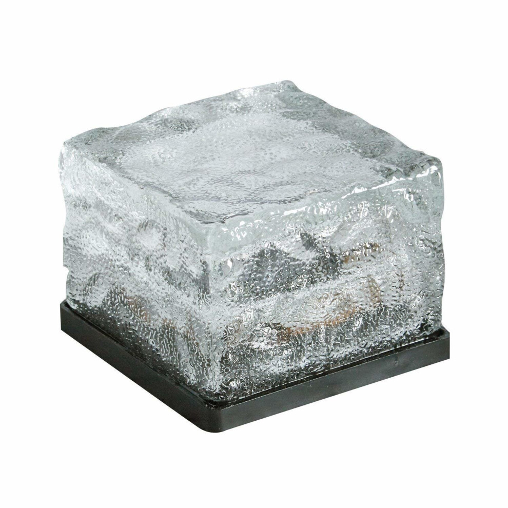 6 White LED Solar Powered Garden Glass Ice Cube Path Light Brick