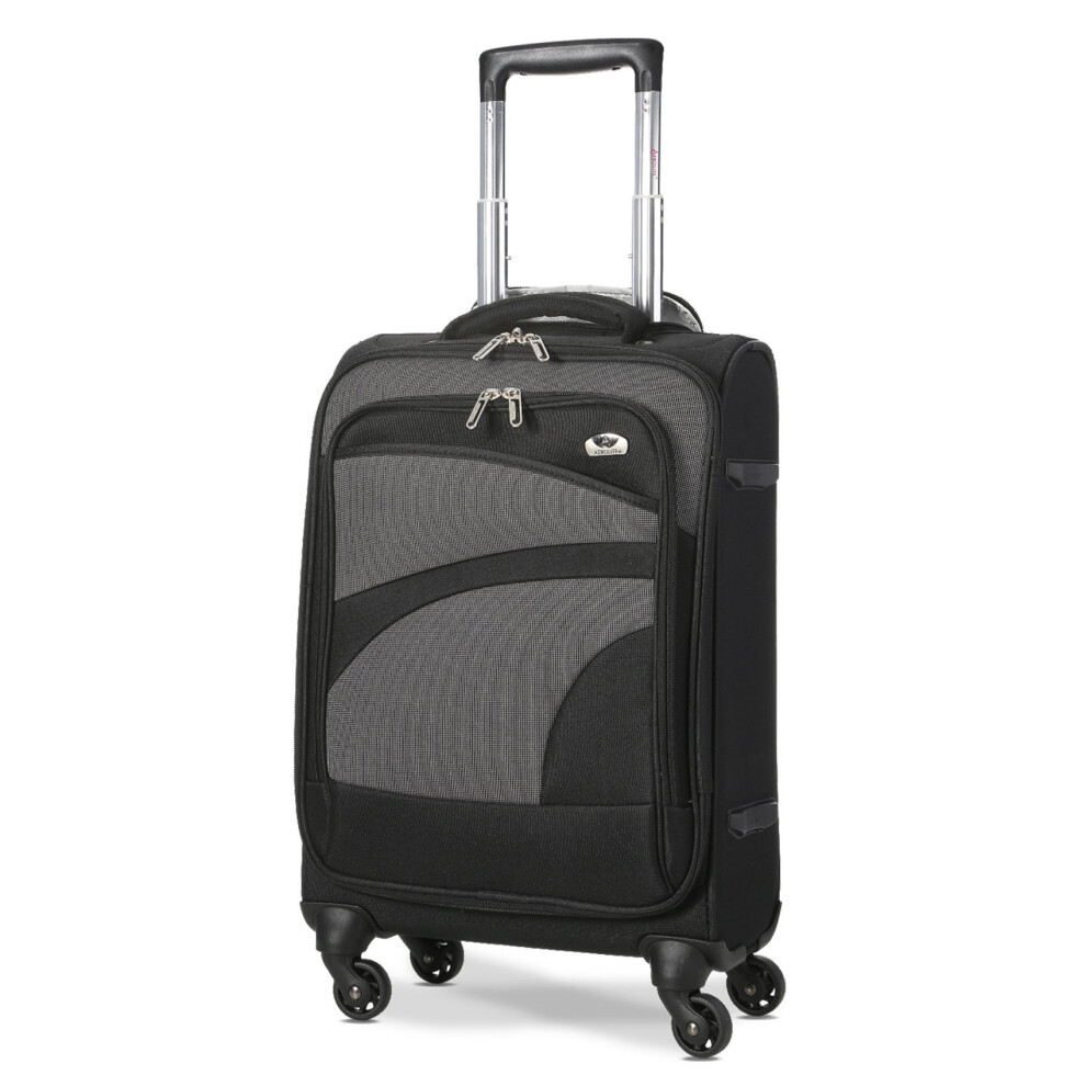 Aerolite Super Lightweight Travel Carry On Cabin Hand Luggage Suitcase With 4 Wheels, Approved For Ryanair, Easyjet, British Airways, Virgin... Black