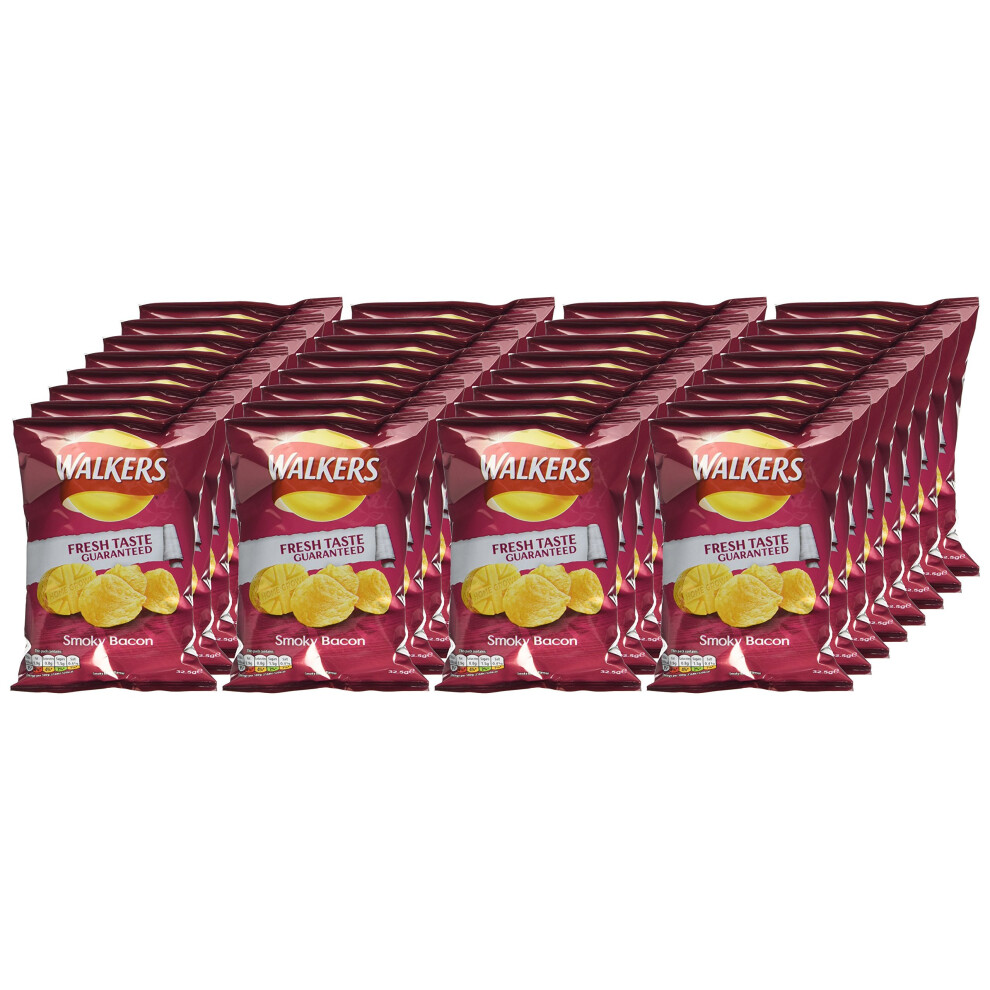 Walkers Smoky Bacon Crisps, 32.5 g (Pack of 32)