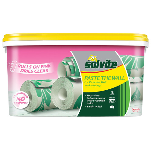 Solvite Paste the Wall 5 Roll Bucket Wallpaper Adhesive Ref 2029424 - Pink