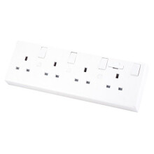 4 Way Switched Fused 13 Amp Converter Socket 1 or 2 Gang Sockets to 4 Gang