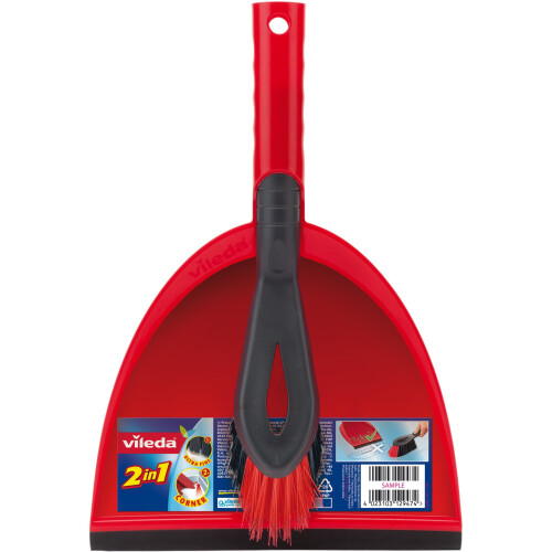 Vileda Vileda 2-in-1 Dustpan Set, Red