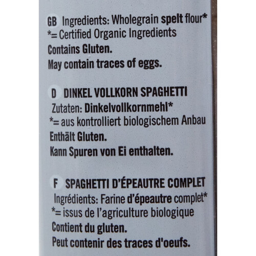 Biona Organic Spelt Wholegrain Spaghetti, 500g 2