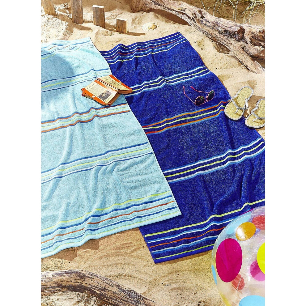 Catherine Lansfield Rainbow Pair Beach Towels Blue