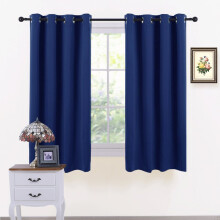 PONY DANCE Eyelet Blackout Curtains - Thermal Insulated Top Ring Kitchen Short Curtain Drapes for Bedroom/Room Darkening & Energy Saving, Set of 2,...