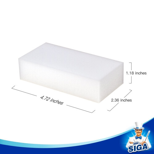 MR.SIGA Melamine Sponge, 12 Count, Size 4.7" x 2.4" x 1.2" 1