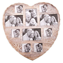 Invero® Large 10 Photo Multi Picture Shabby Chic Wall Vintage Rustic Heart Shaped Frame ideal for Home Kitchen or Gifts