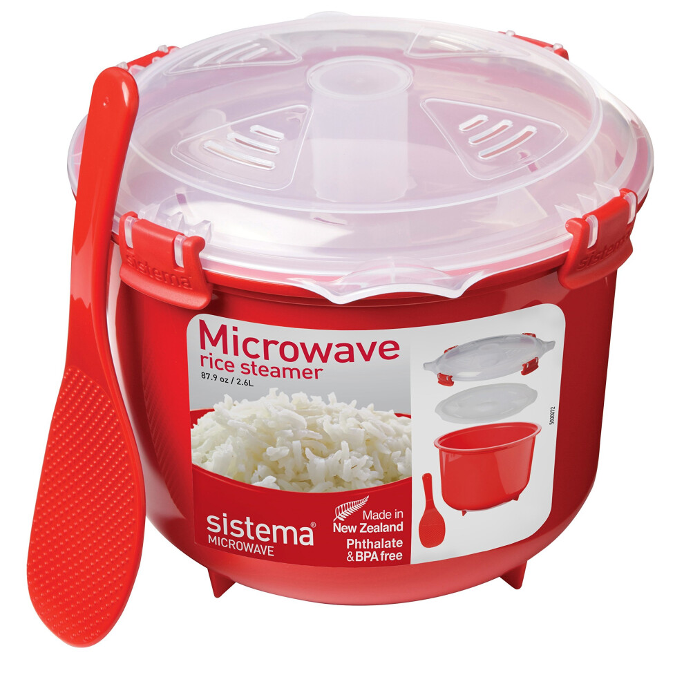 Sistema Red/Clear Microwave Rice Steamer 2.6 L - C-1110 | NZ-made, BPA-free, keeps rice moist
