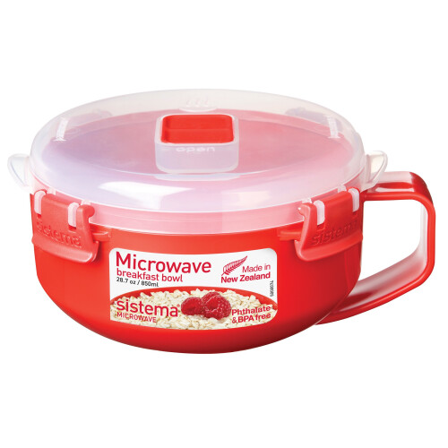 Sistema Sistema Red/Clear Microwave Porridge Bowl 850 ml
