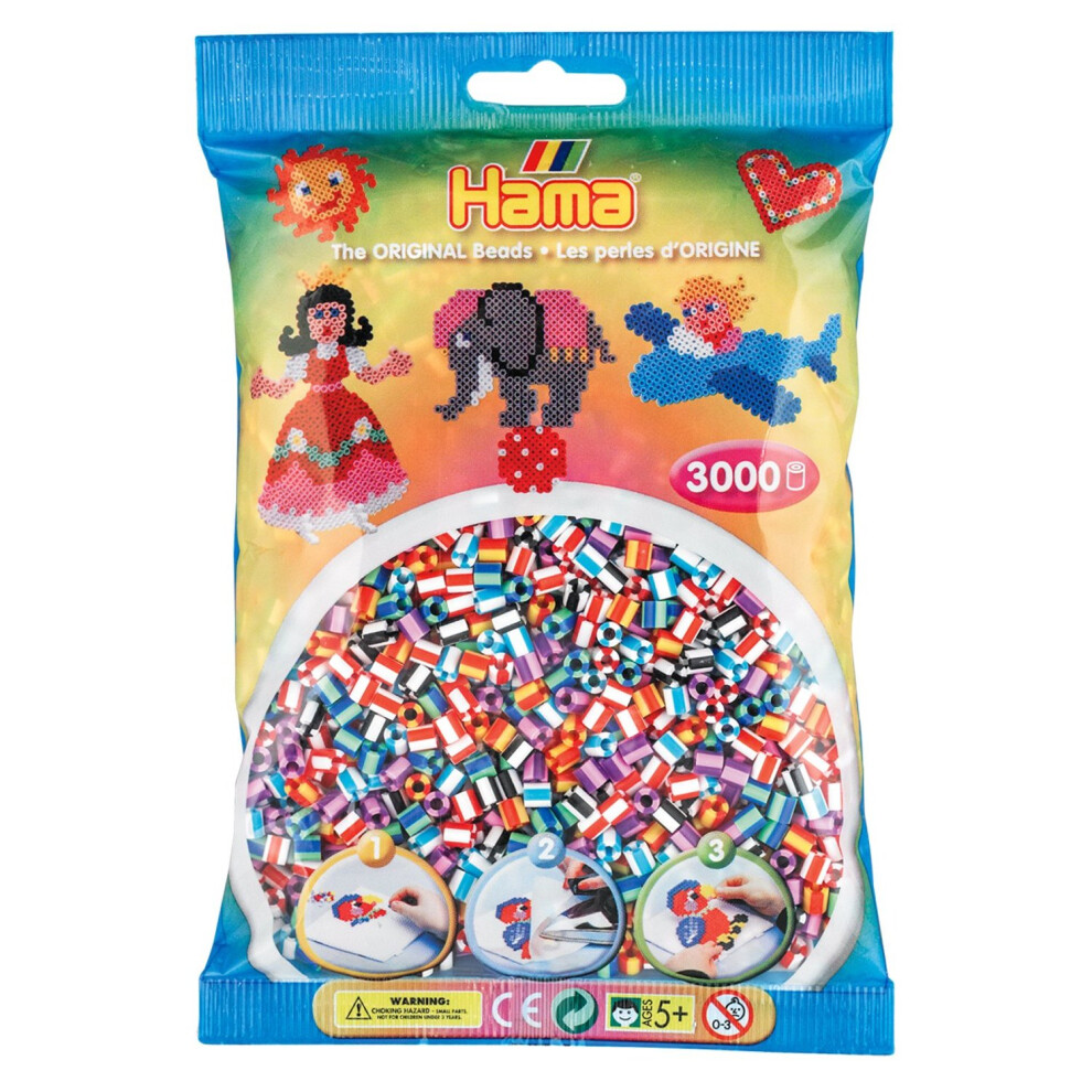 Hama  201-90 Striped Bead (3000-Piece, Multi-Colour)