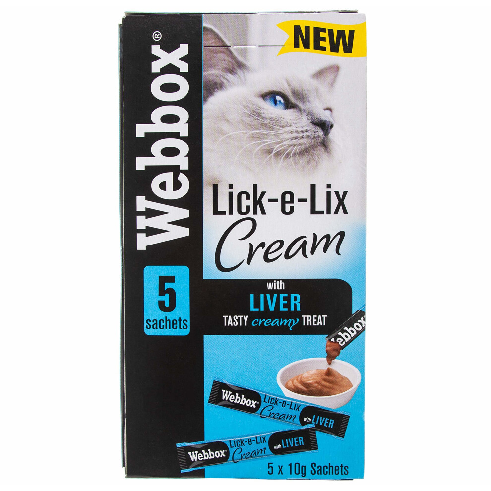 17pk Webbox Lick-e-Lix Cream With Liver Cat Treats - 5 x 10g Sachets